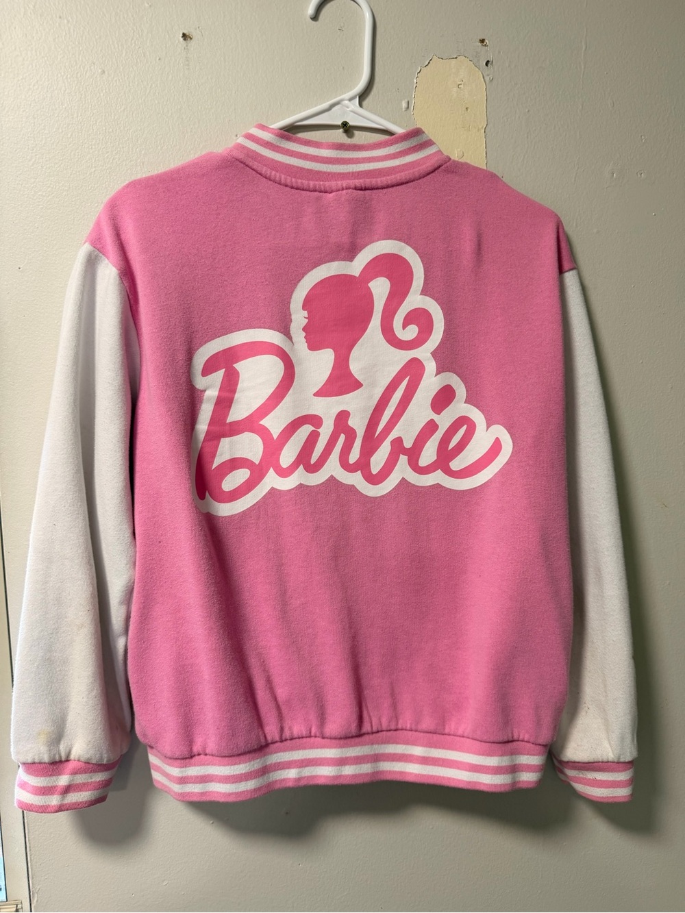 Barbie Pink & White Logo Varsity Jacket